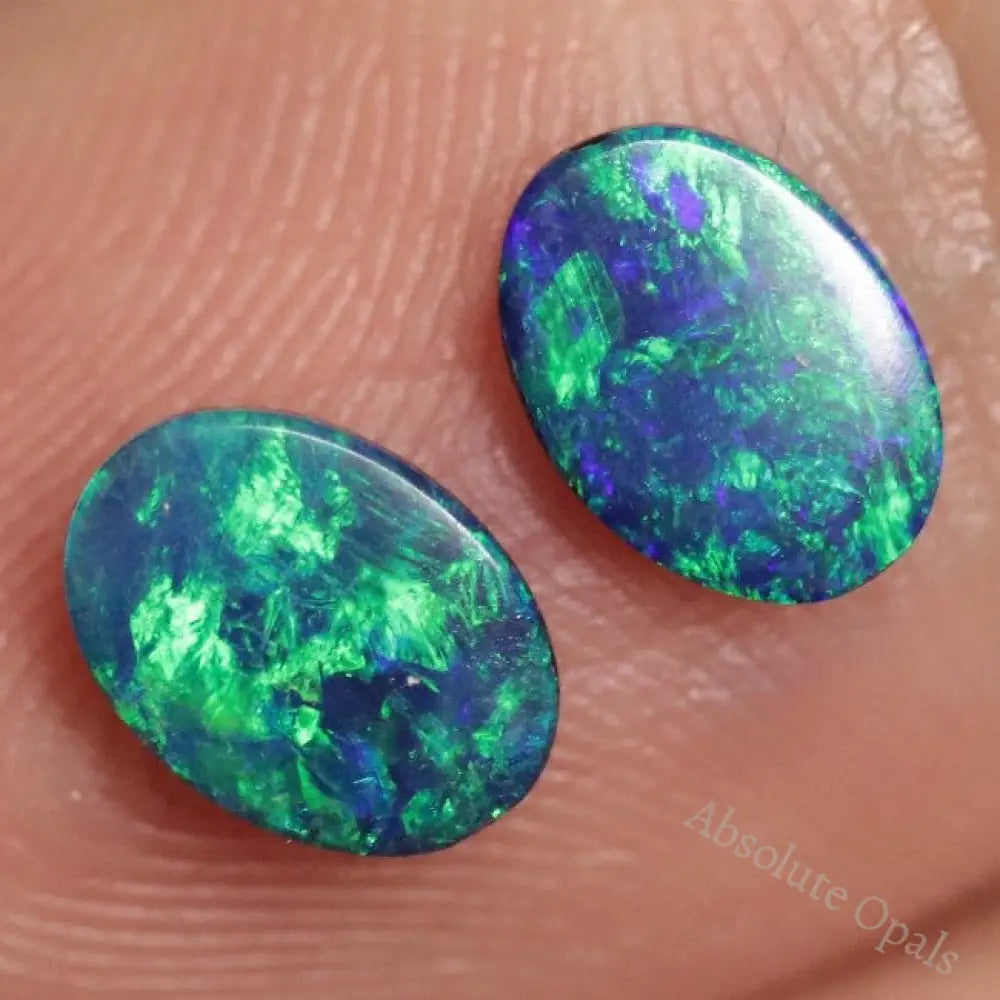 1.23 Cts Australian Opal Doublet Stone Cabochon 2Pcs