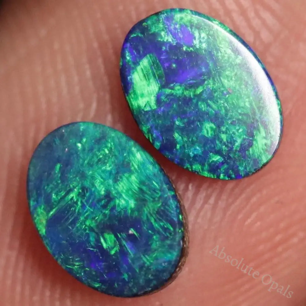 1.23 Cts Australian Opal Doublet Stone Cabochon 2Pcs