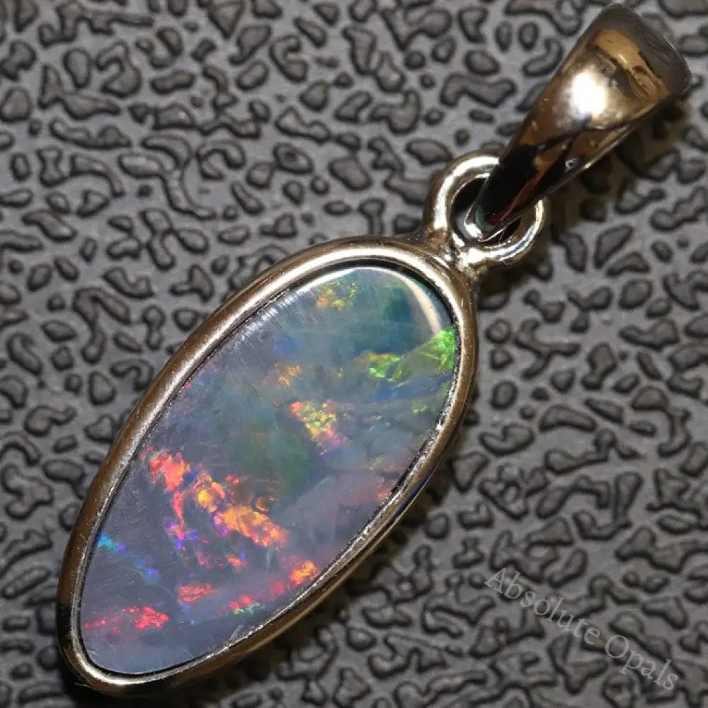 1.23 G Australian Doublet Opal With Silver Pendant: L 23.8 Mm Jewellery