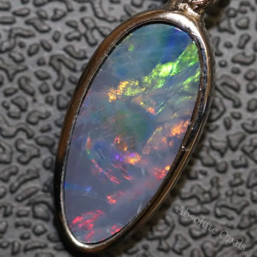 1.23 G Australian Doublet Opal With Silver Pendant: L 23.8 Mm Jewellery