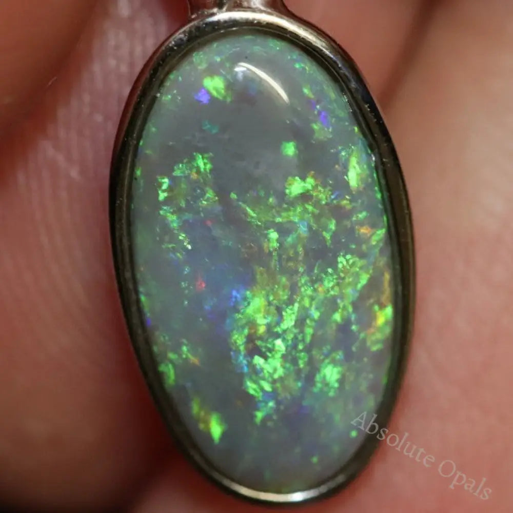 1.25G Australian Lightning Ridge Solid Opal Silver Pendant L23.8 Mm Jewellery