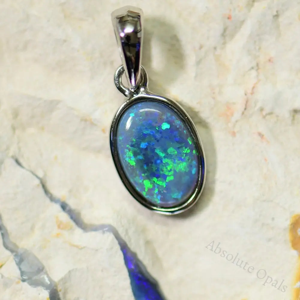 Australian Lightning Ridge, Solid Opal Pendant, Silver