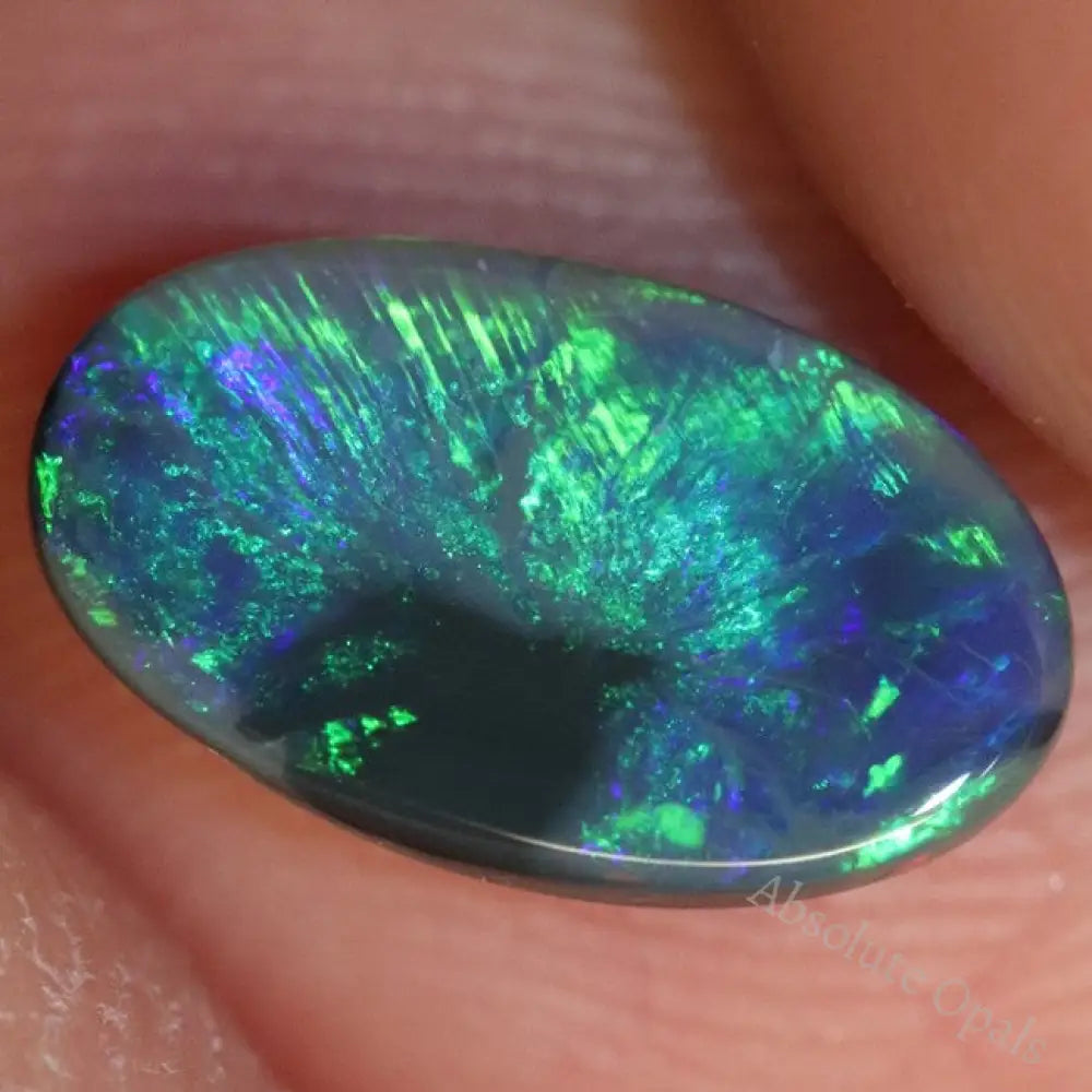 1.28 Cts Australian Black Opal Lightning Ridge Solid Gem Stone Cabochon