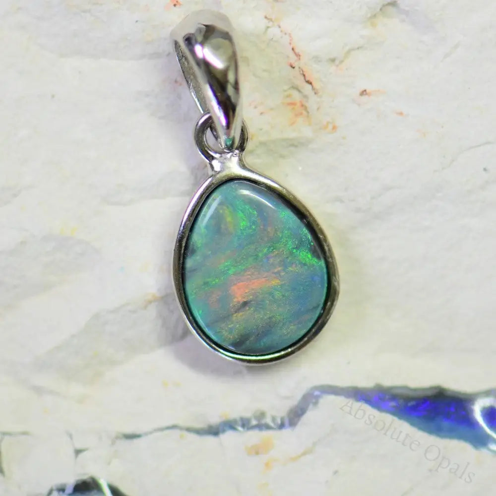 Australian Lightning Ridge Solid Opal Pendant Silver