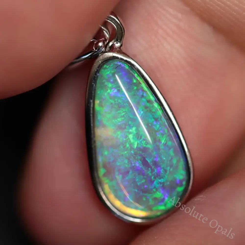 1.32 G Australian Lightning Ridge Solid Opal Pendant Silver L 24.0 Mm Jewellery