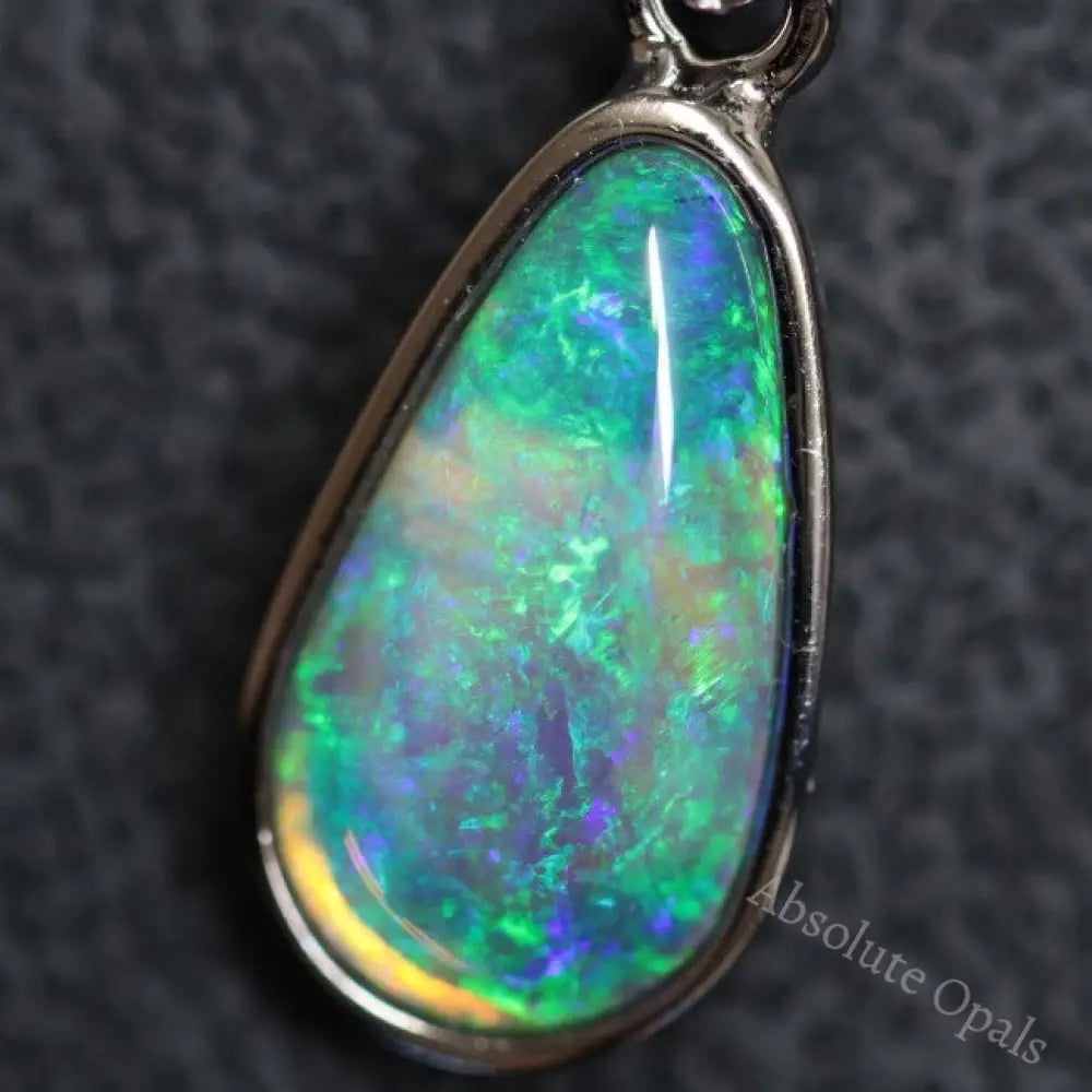 1.32 G Australian Lightning Ridge Solid Opal Pendant Silver L 24.0 Mm Jewellery