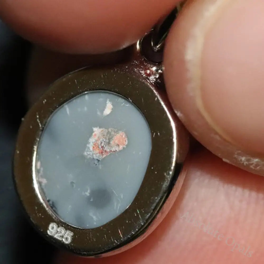 1.33 G Australian Lightning Ridge Solid Black Opal Pendant Silver L 21.0 Mm Jewellery