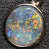 1.33 G Australian Lightning Ridge Solid Black Opal Pendant Silver L 21.0 Mm Jewellery