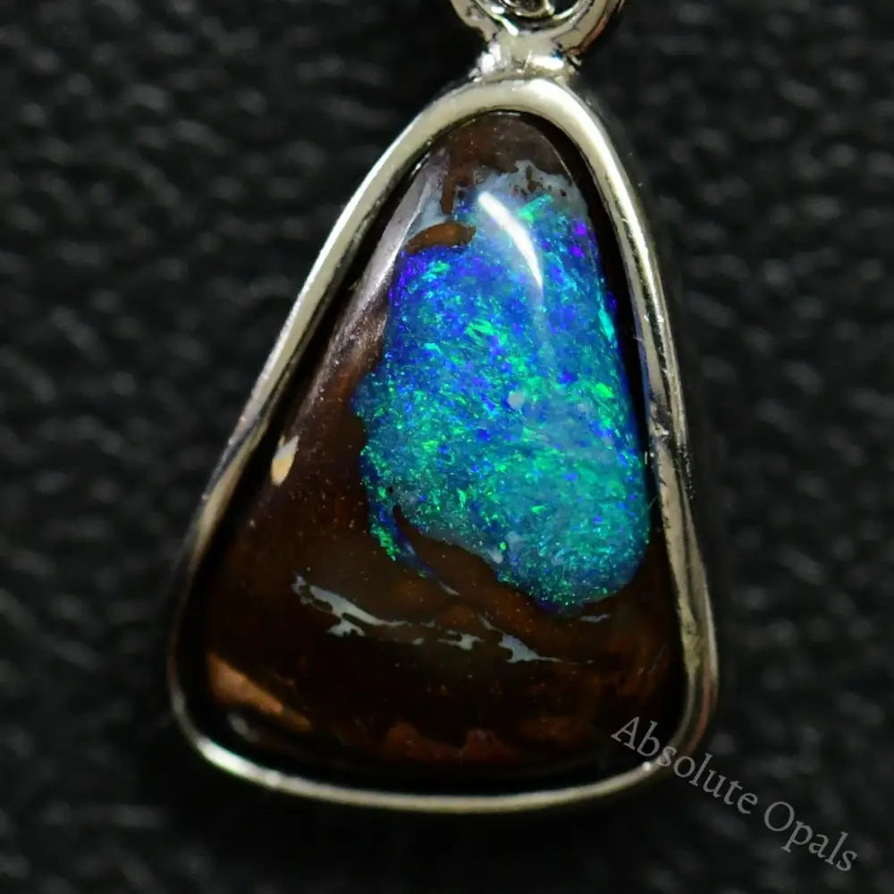 1.34 G Australian Boulder Opal With Silver Pendant: L 21.0 Mm Jewellery