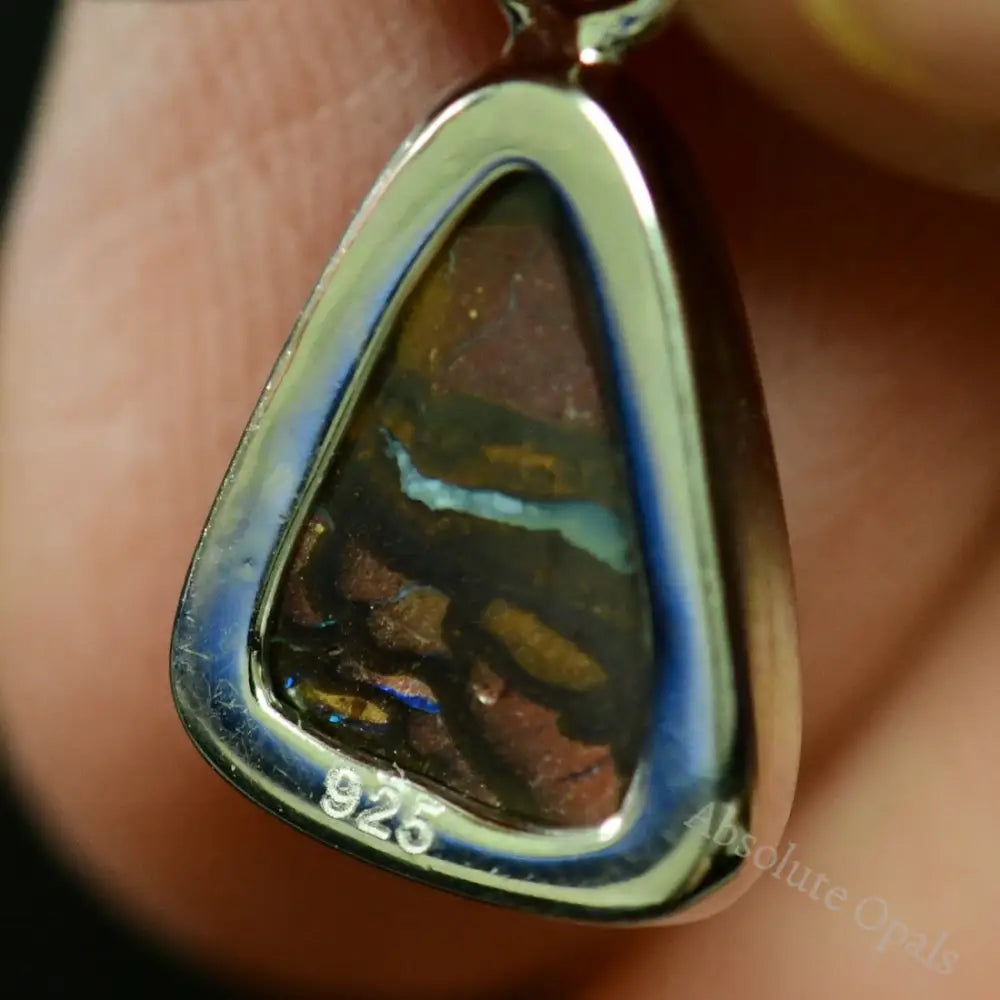 1.34 G Australian Boulder Opal With Silver Pendant: L 21.0 Mm Jewellery