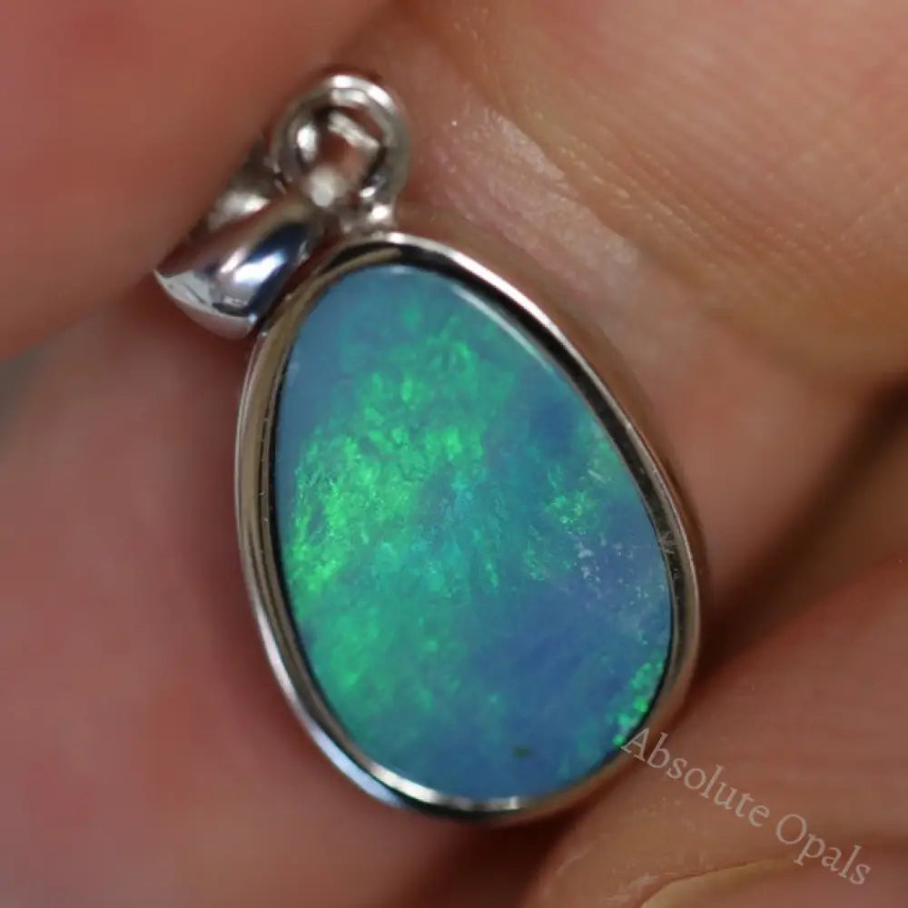 1.36 G Australian Doublet Opal With Silver Pendant: L 23.5 Mm Jewellery