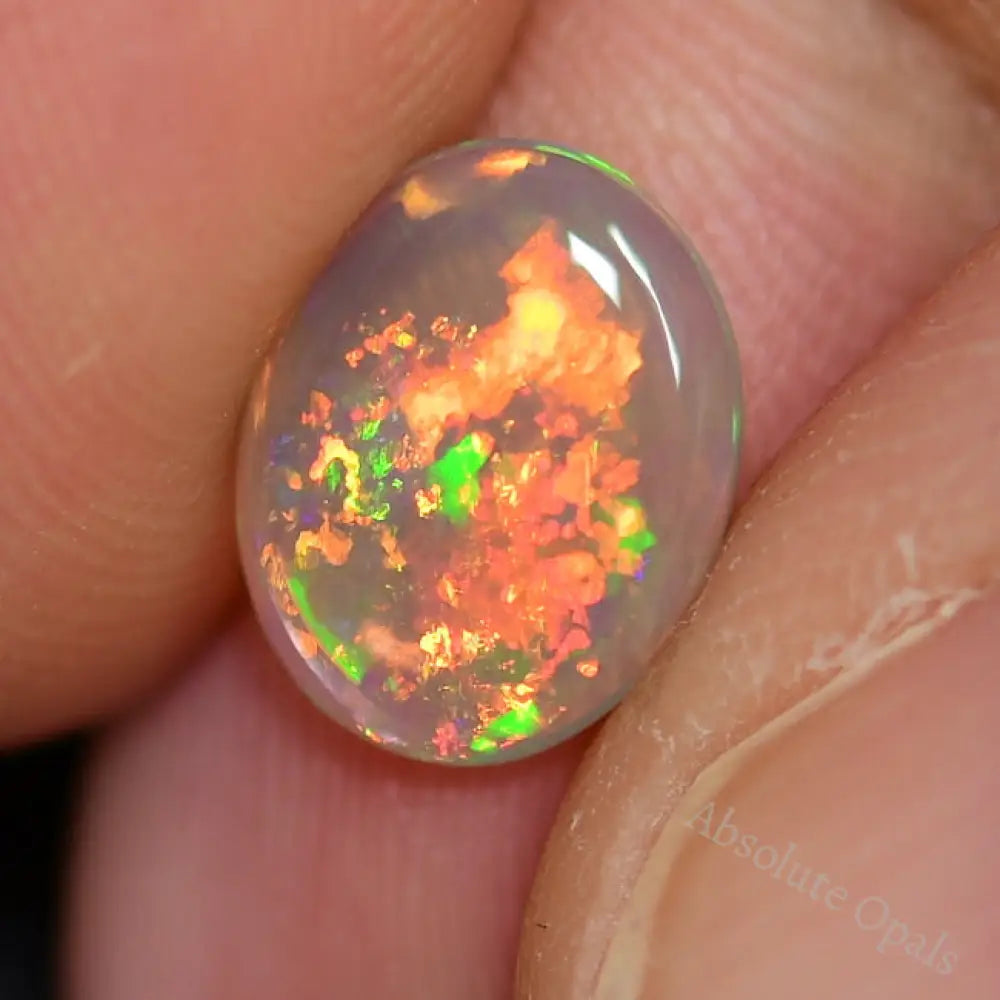 1.37 Cts Australian Semi Black Crystal Solid Opal Lightning Ridge Cabochon