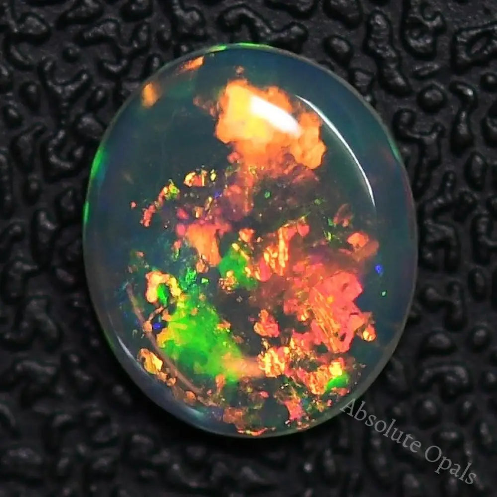 1.37 Cts Australian Semi Black Crystal Solid Opal Lightning Ridge Cabochon