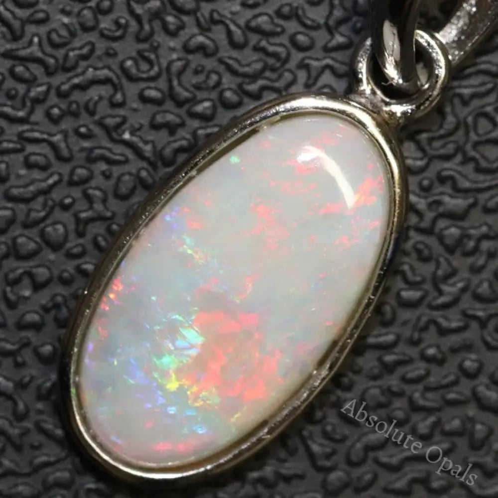 1.38 G Australian Lightning Ridge Solid Semi-Black Opal Pendant Silver L 24.5 Mm Jewellery