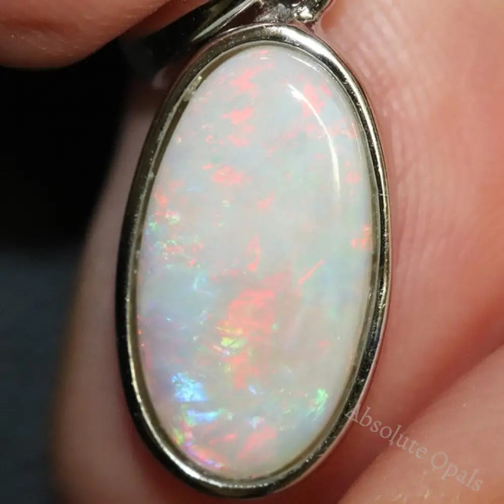 1.38 G Australian Lightning Ridge Solid Semi-Black Opal Pendant Silver L 24.5 Mm Jewellery