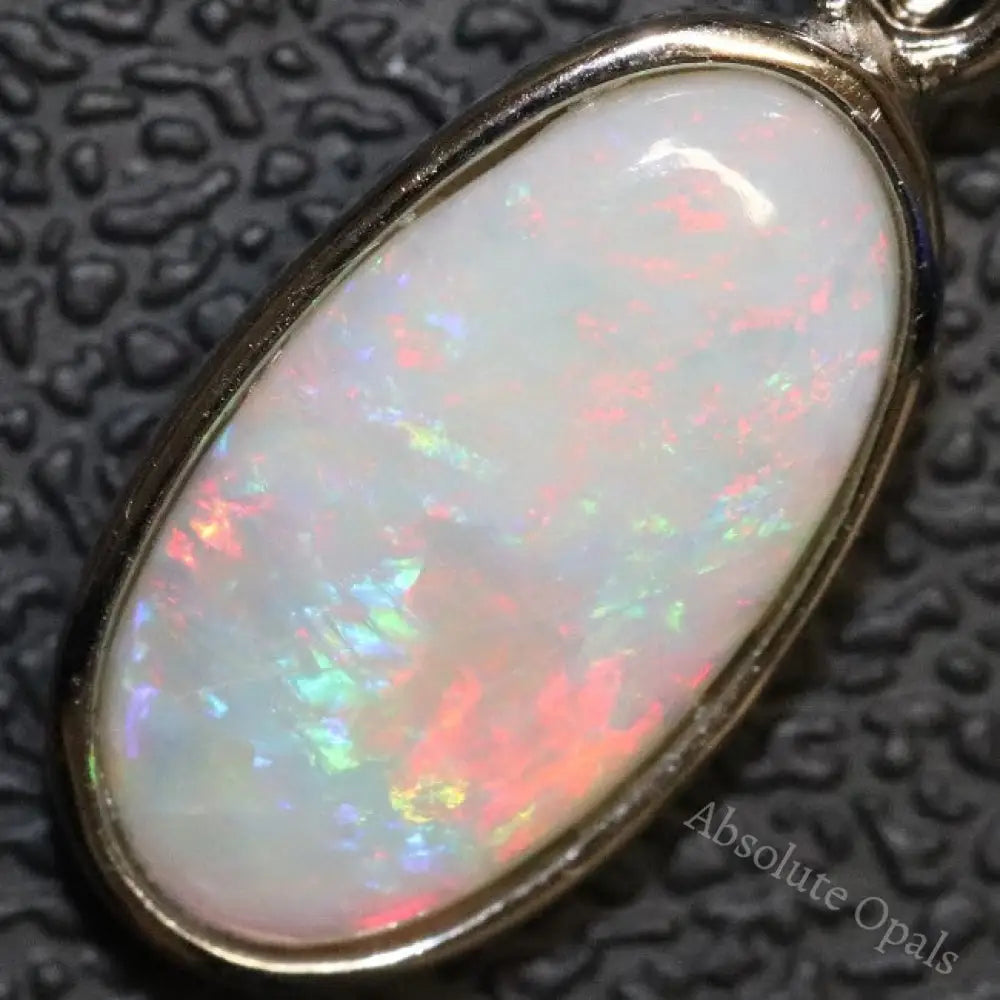 1.38 G Australian Lightning Ridge Solid Semi-Black Opal Pendant Silver L 24.5 Mm Jewellery