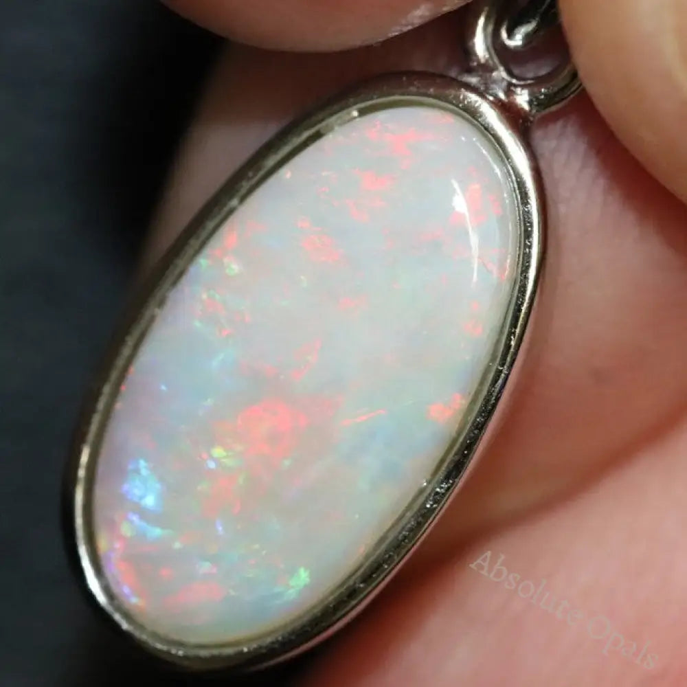 1.38 G Australian Lightning Ridge Solid Semi-Black Opal Pendant Silver L 24.5 Mm Jewellery