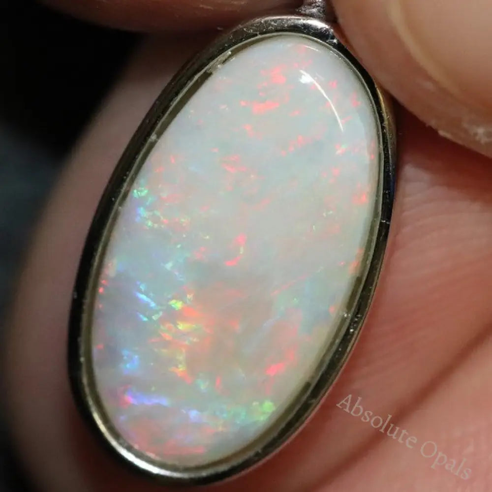 1.38 G Australian Lightning Ridge Solid Semi-Black Opal Pendant Silver L 24.5 Mm Jewellery