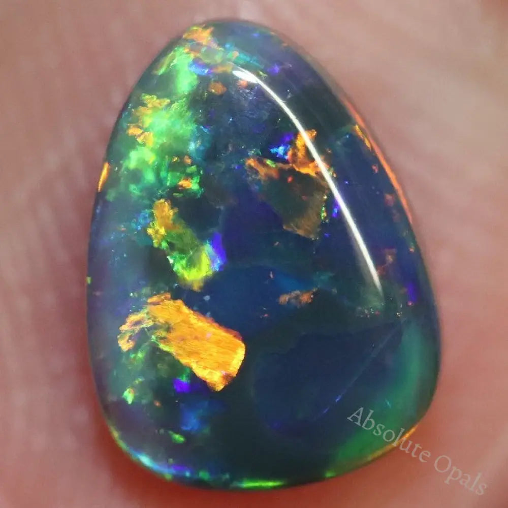 1.39 Cts Australian Black Opal Lightning Ridge Solid Gem Stone Cabochon Red Green Blue