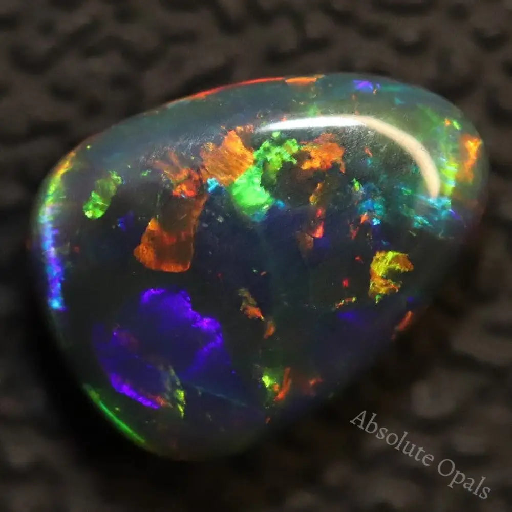 1.39 Cts Australian Black Opal Lightning Ridge Solid Gem Stone Cabochon Red Green Blue