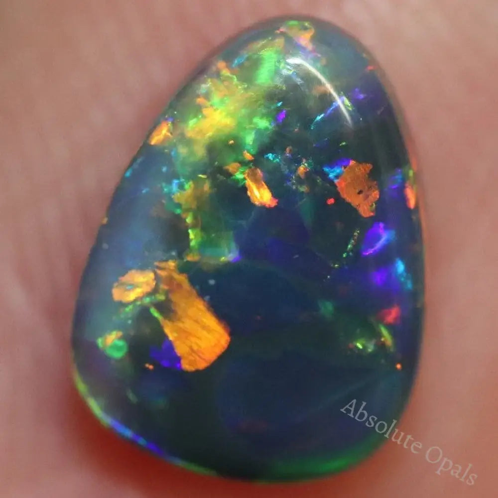 1.39 Cts Australian Black Opal Lightning Ridge Solid Gem Stone Cabochon Red Green Blue