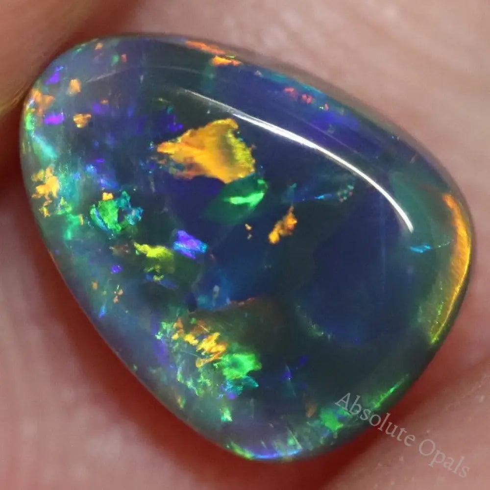 1.39 Cts Australian Black Opal Lightning Ridge Solid Gem Stone Cabochon Red Green Blue