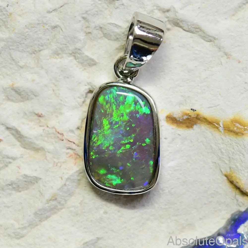 silver opal pendant