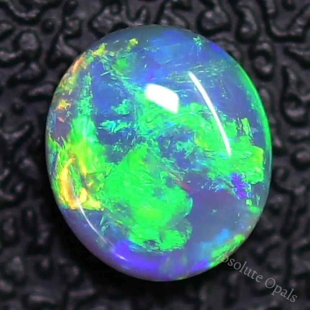 1.40 Cts Australian Semi Black Crystal Solid Opal Lightning Ridge Cabochon