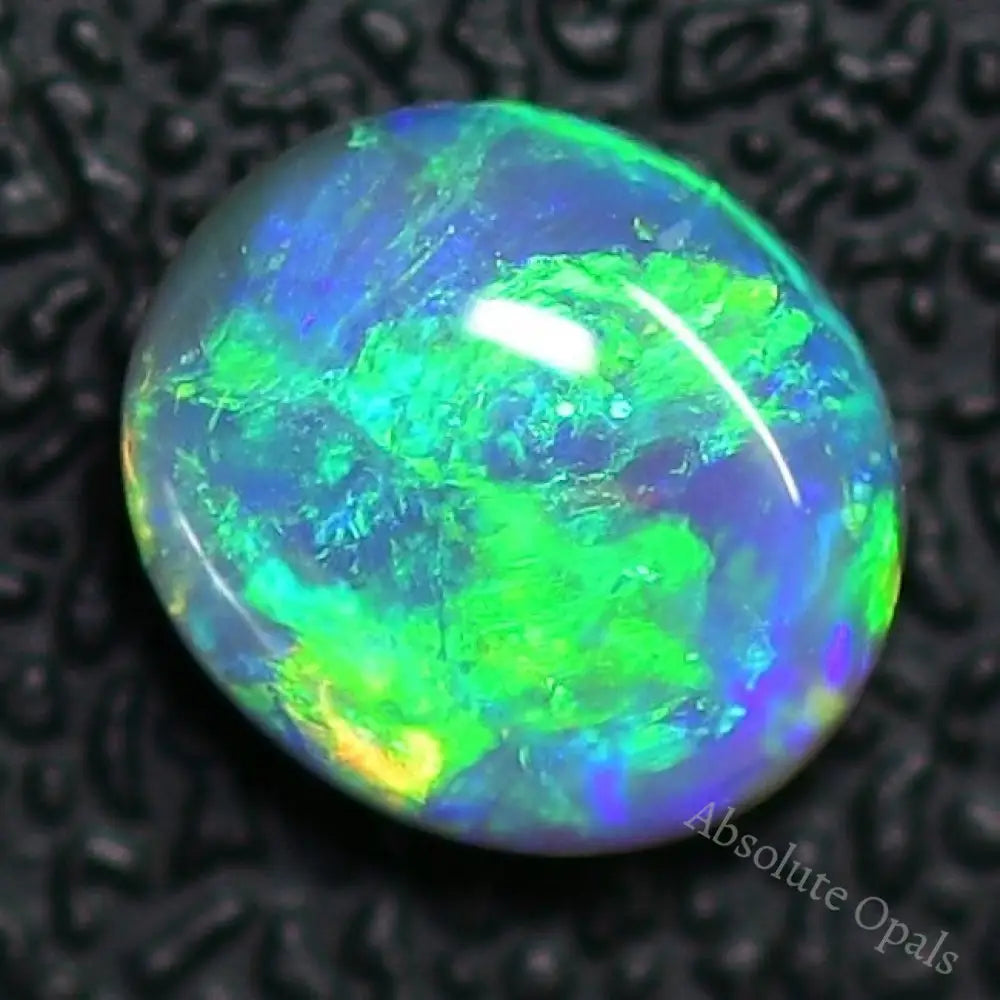 1.40 Cts Australian Semi Black Crystal Solid Opal Lightning Ridge Cabochon