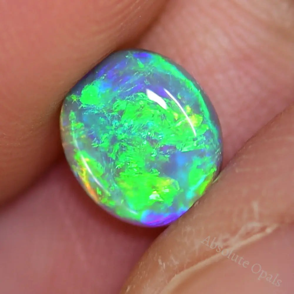 1.40 Cts Australian Semi Black Crystal Solid Opal Lightning Ridge Cabochon