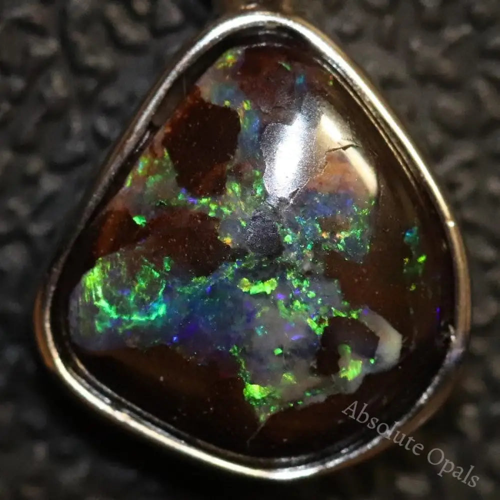 1.41 G Australian Boulder Opal With Silver Pendant: L 19.3 Mm Jewellery
