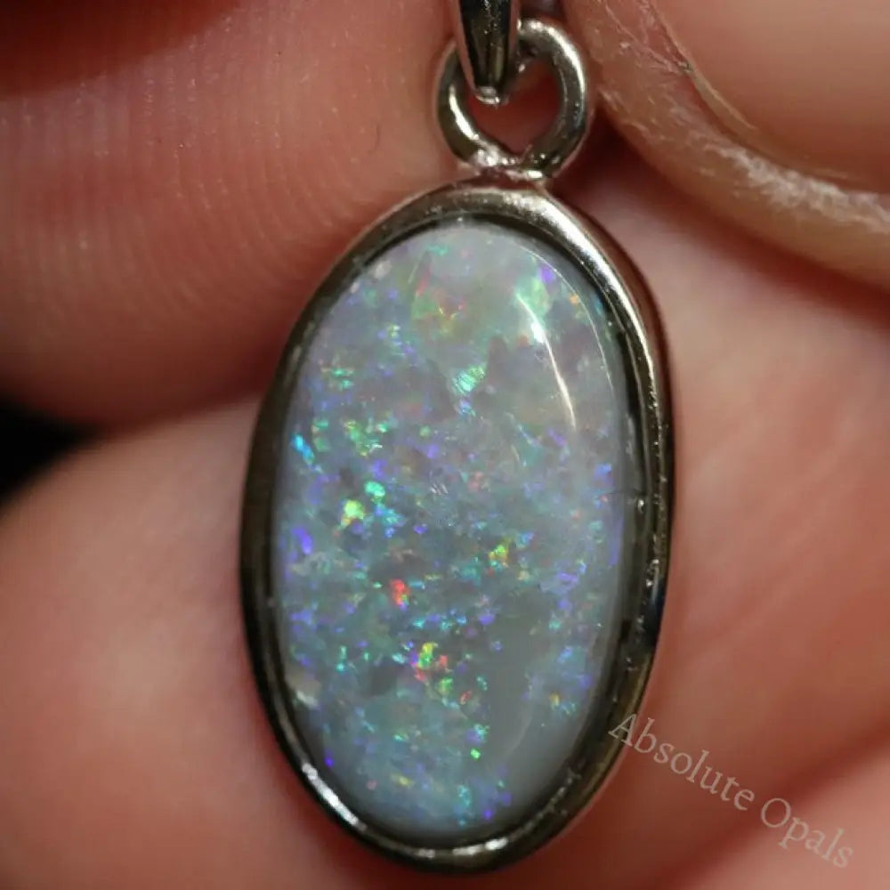 1.42G Australian Lightning Ridge Solid Semi-Black Opal Pendant Silver L 23.0 Mm Jewellery