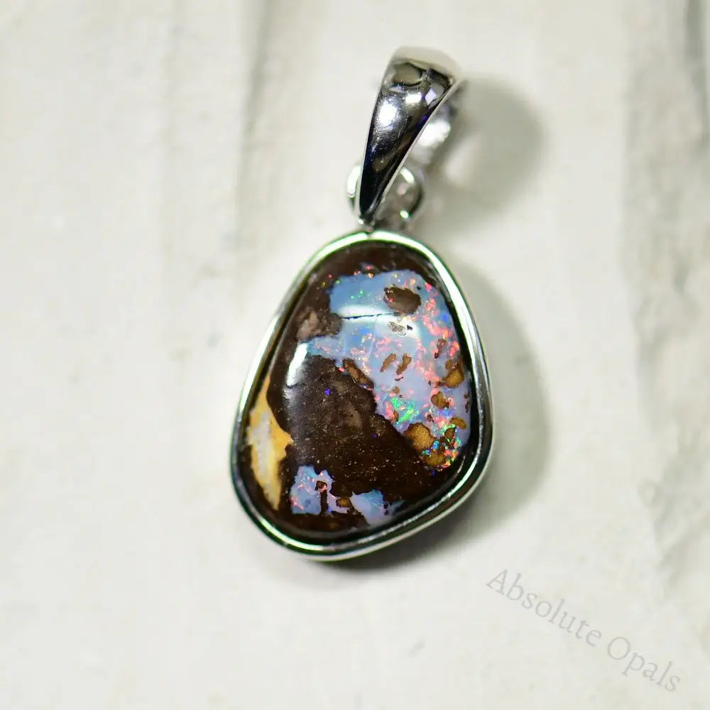 Australian Boulder Opal with Silver Pendant