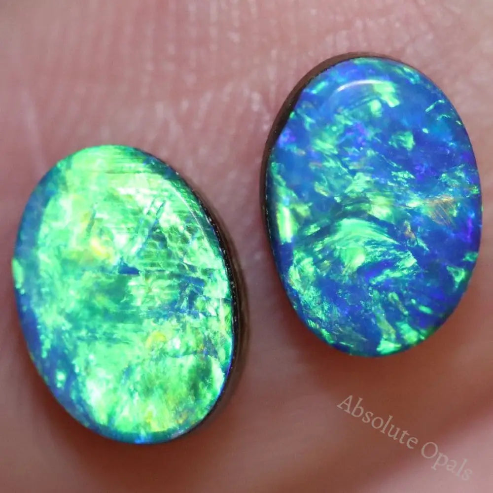 Australian Opal, Doublet Stone, Cabochon, Green Blue