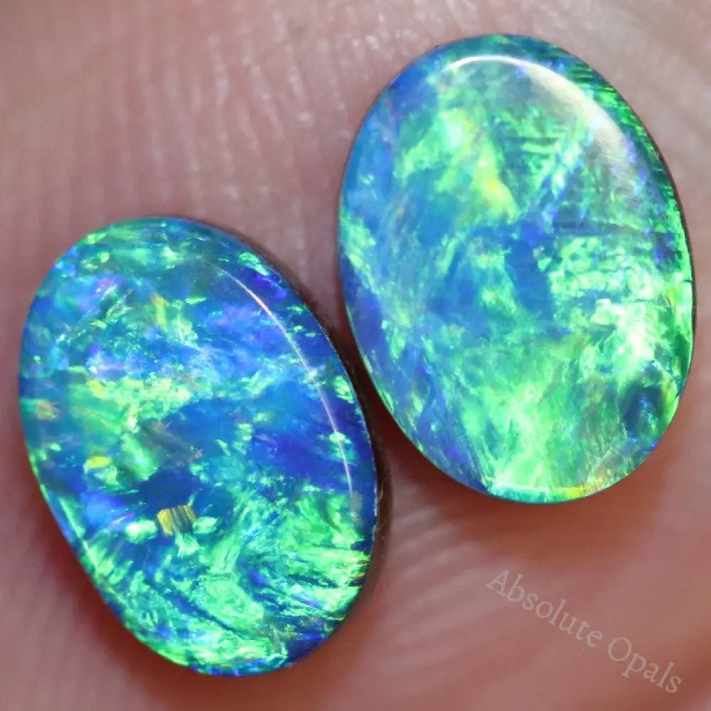 1.48 Cts Australian Opal Doublet Stone Cabochon 2Pcs 7X5