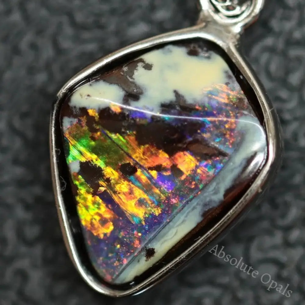 1.48 G Australian Boulder Opal With Silver Pendant: L 22.0 Mm Jewellery