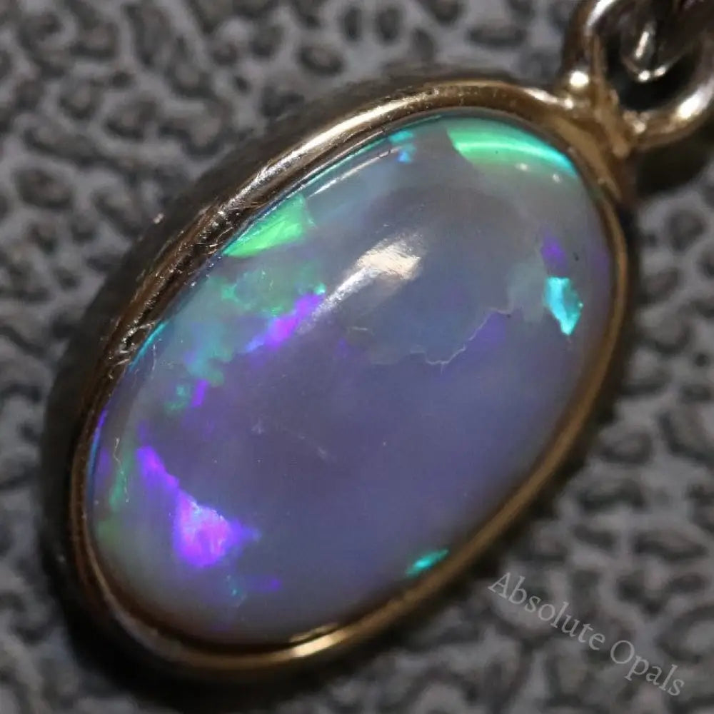 1.5 G Australian Lightning Ridge Solid Semi-Black Opal Pendant Silver L 23.0 Mm Jewellery