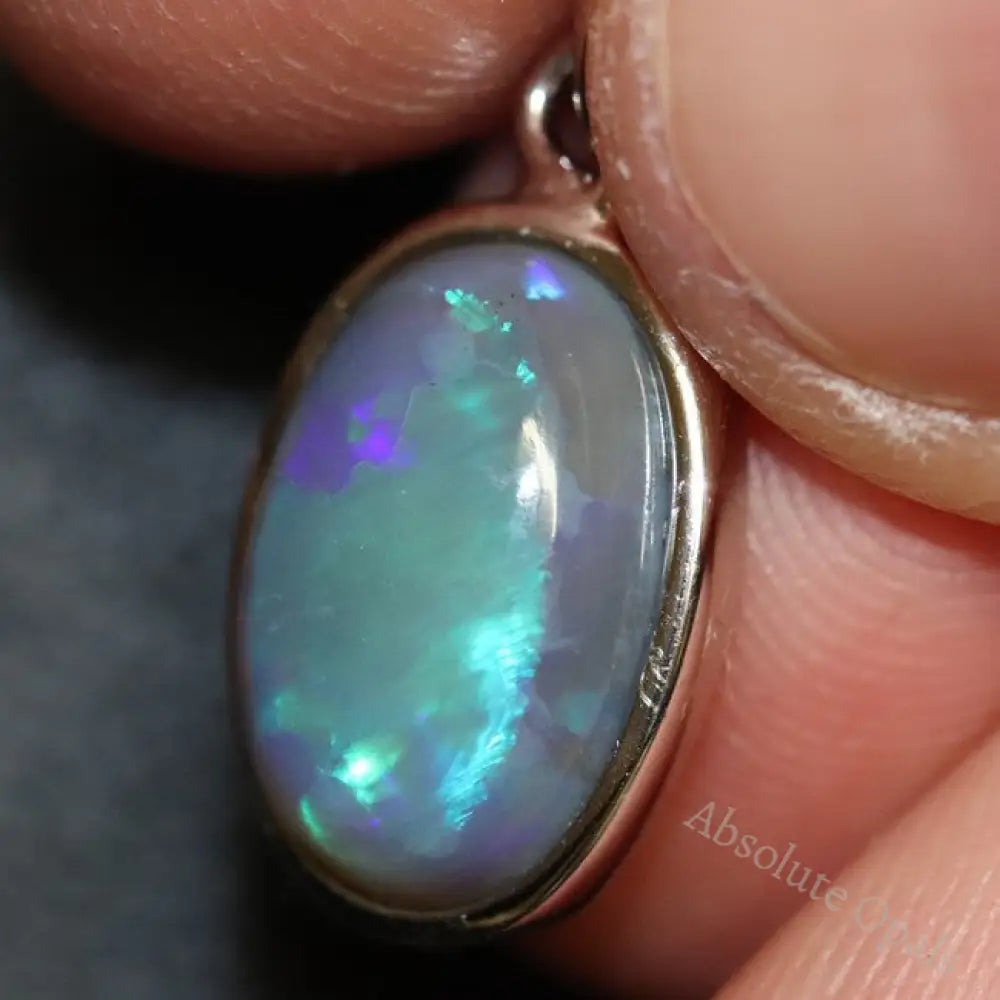 1.5 G Australian Lightning Ridge Solid Semi-Black Opal Pendant Silver L 23.0 Mm Jewellery