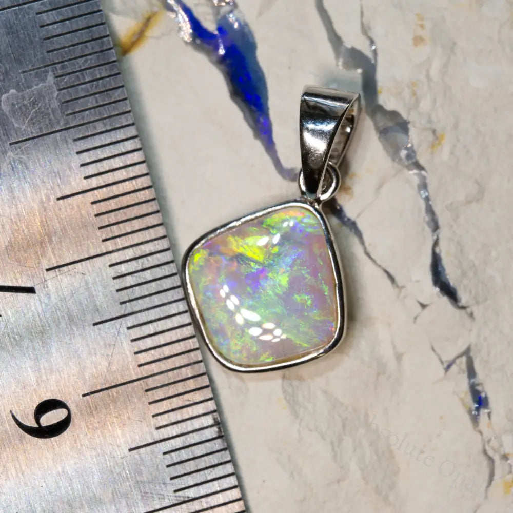 1.51 G Australian Lightning Ridge Solid Opal Pendant Silver L 22.9 Mm Jewellery