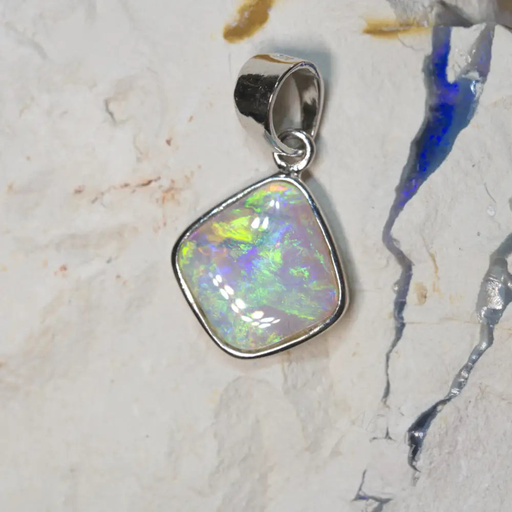 Australian Lightning Ridge, Solid Opal Pendant, Silver