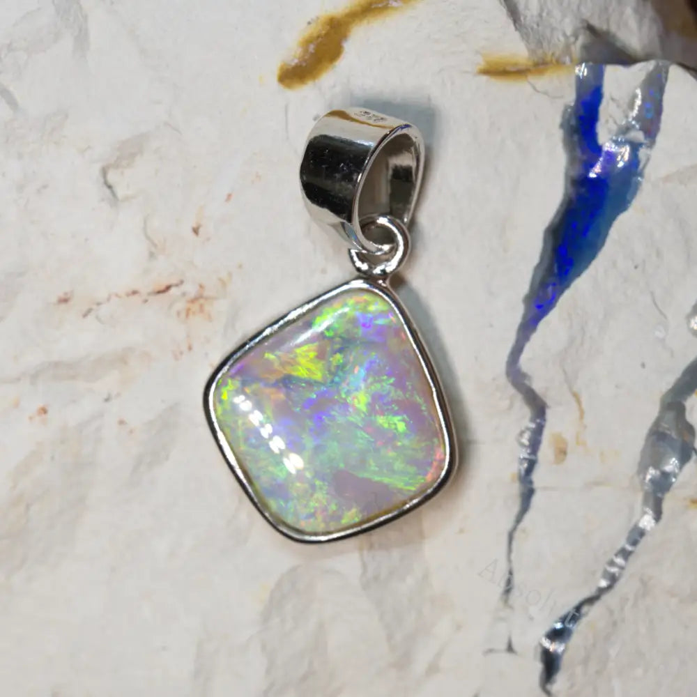 Australian Lightning Ridge, Solid Opal Pendant, Silver