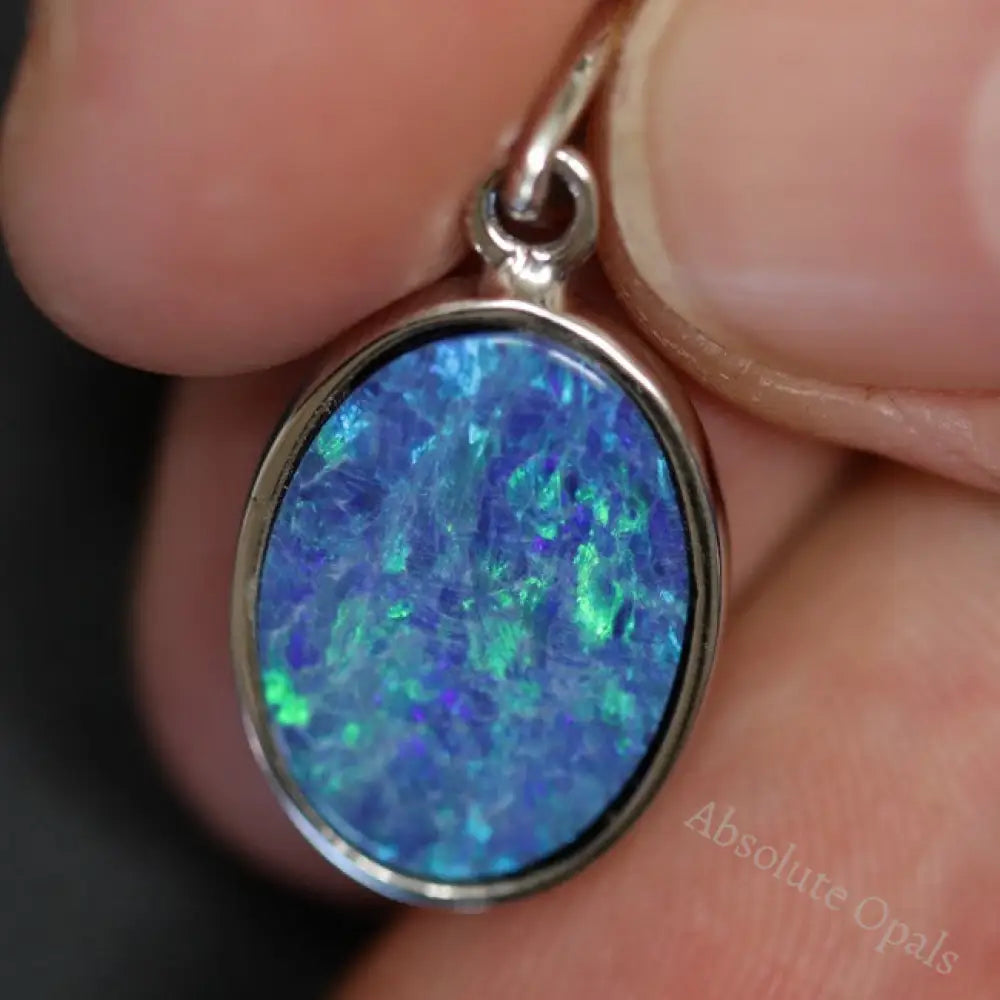 1.55 G Australian Doublet Opal With Silver Pendant: L 24.8 Mm Jewellery