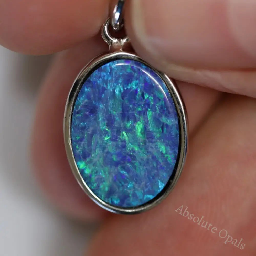 1.55 G Australian Doublet Opal With Silver Pendant: L 24.8 Mm Jewellery