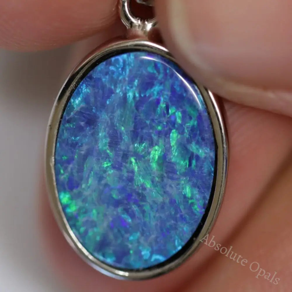 1.55 G Australian Doublet Opal With Silver Pendant: L 24.8 Mm Jewellery