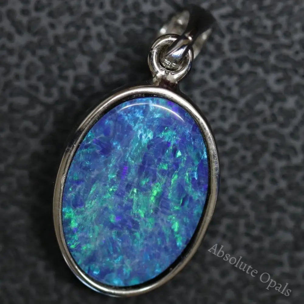 1.55 G Australian Doublet Opal With Silver Pendant: L 24.8 Mm Jewellery