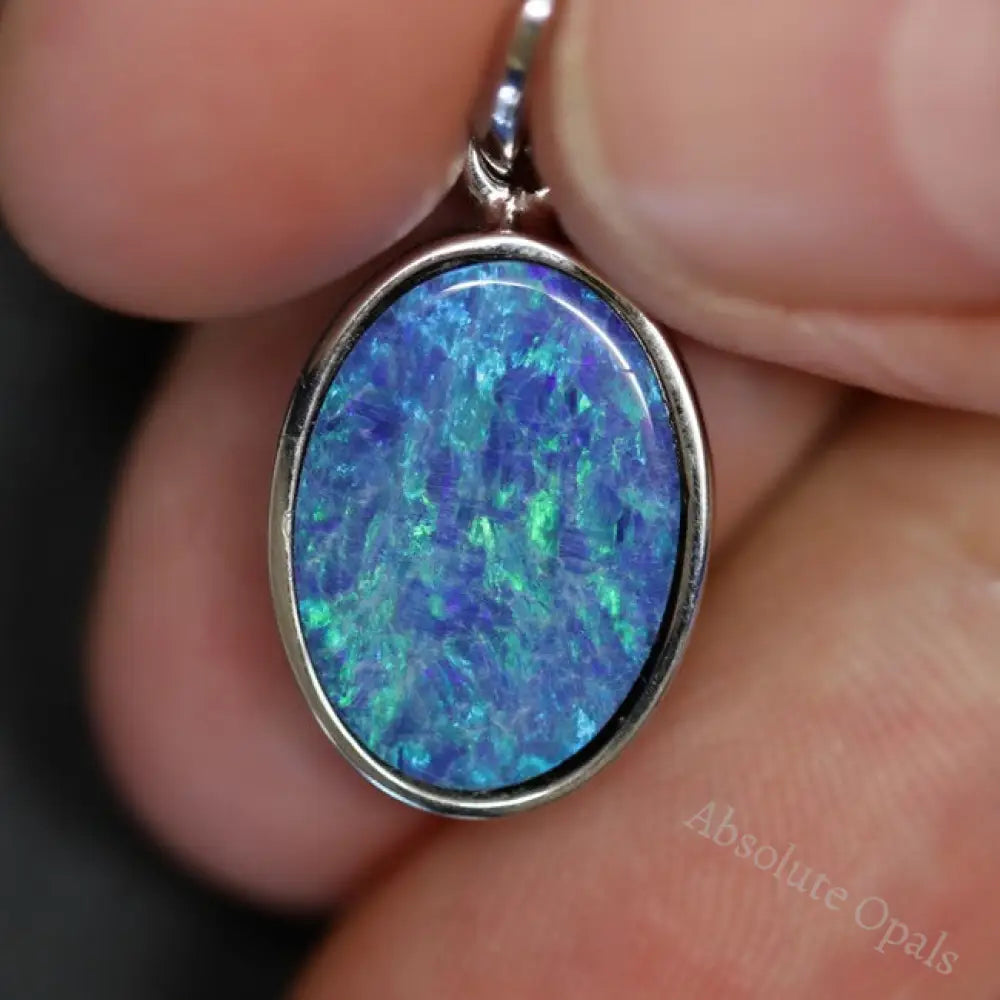 1.55 G Australian Doublet Opal With Silver Pendant: L 24.8 Mm Jewellery