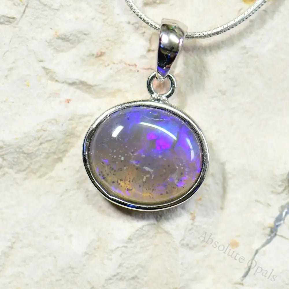 Australian Lightning Ridge, Solid Opal Pendant, Silver