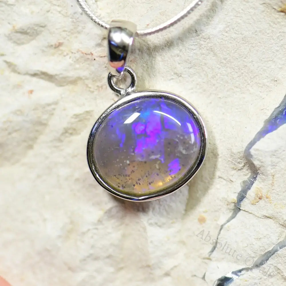 Australian Lightning Ridge, Solid Opal Pendant, Silver