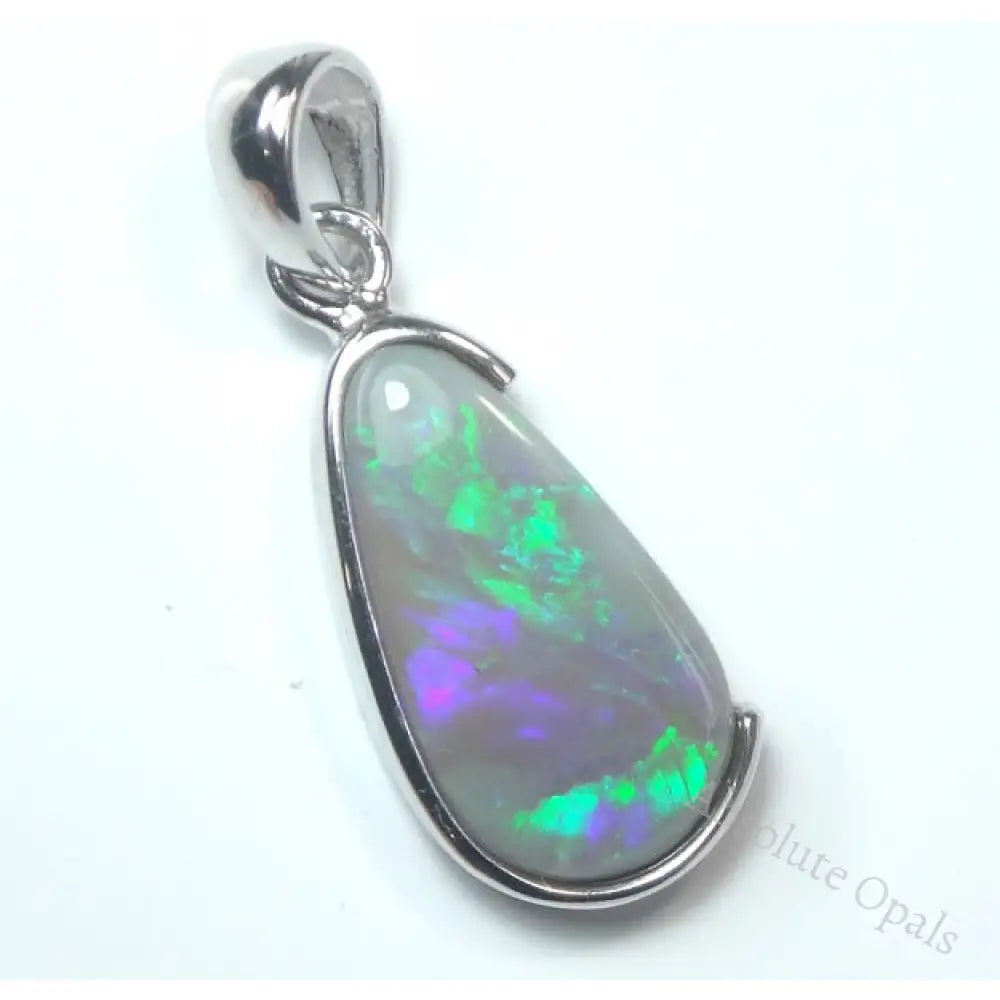 1.57 G Australian Lightning Ridge Solid Opal Sterling Silver 925 Pendant L27Mm Jewellery