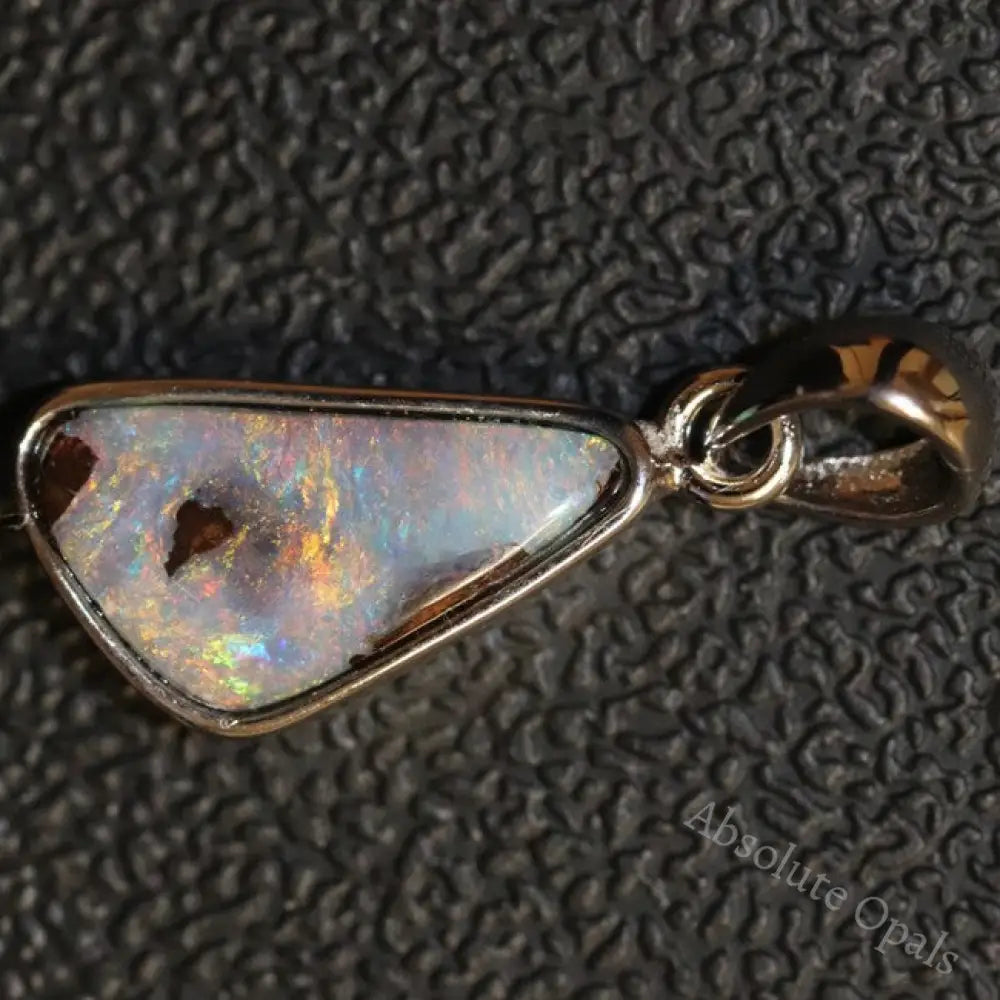 1.58 G Australian Boulder Opal With Silver Pendant: L 24.0 Mm Jewellery